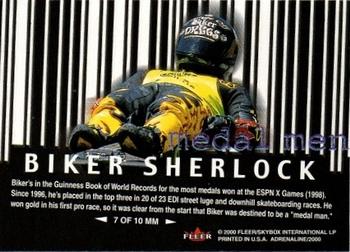 2000 Fleer Adrenaline - Medal Men #MM7 Biker Sherlock Back